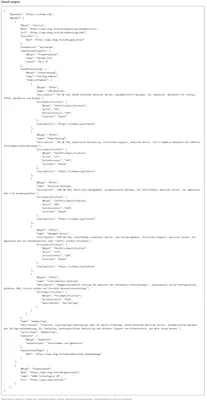 Screenshot of the generated schema/json-ld output that the entity map produces, example output for "Web Hosting"